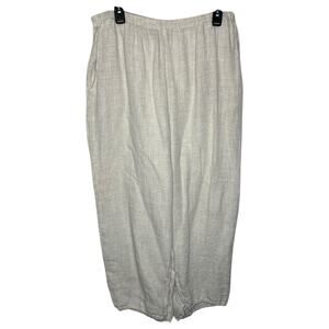 Flax Women's Casual Pants Size Large Off White Linen Lagenlook